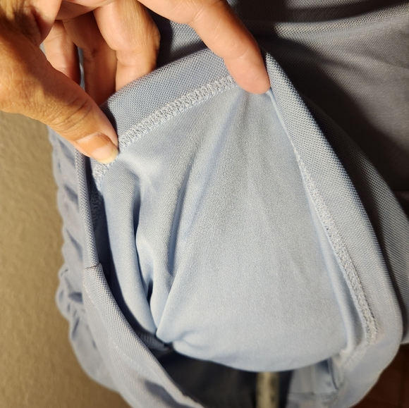 Slate Blue Ruched Spaghetti Strap Dress - Picture 4 of 5